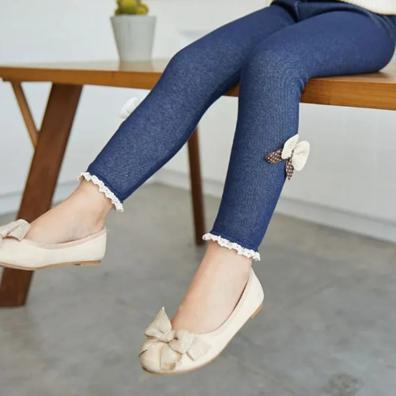 SweetWarm – Ocieplane legginsy dziewczęce z uroczymi kokardkami dla stylowego komfortu