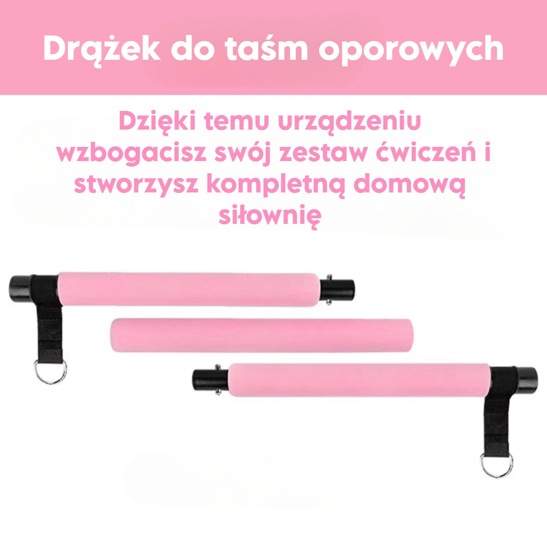 TotalFit 5+™️Kompleksowy zestaw taśm oporowych z uchwytami i drążkiem do treningu całego ciała