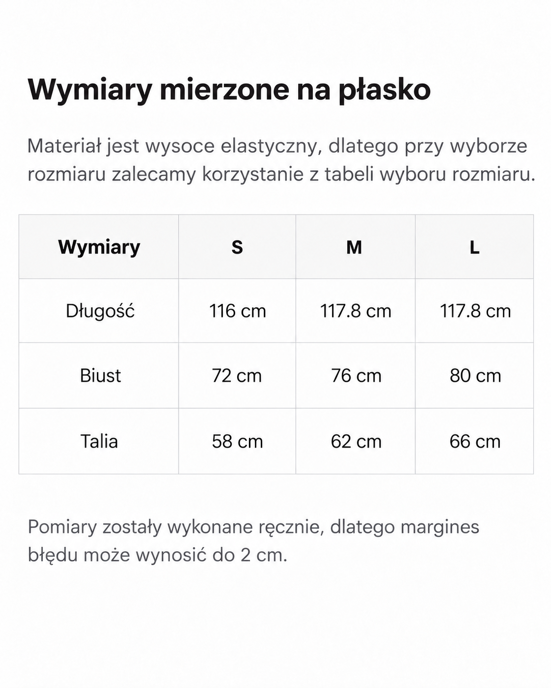 Tabela rozmiarów