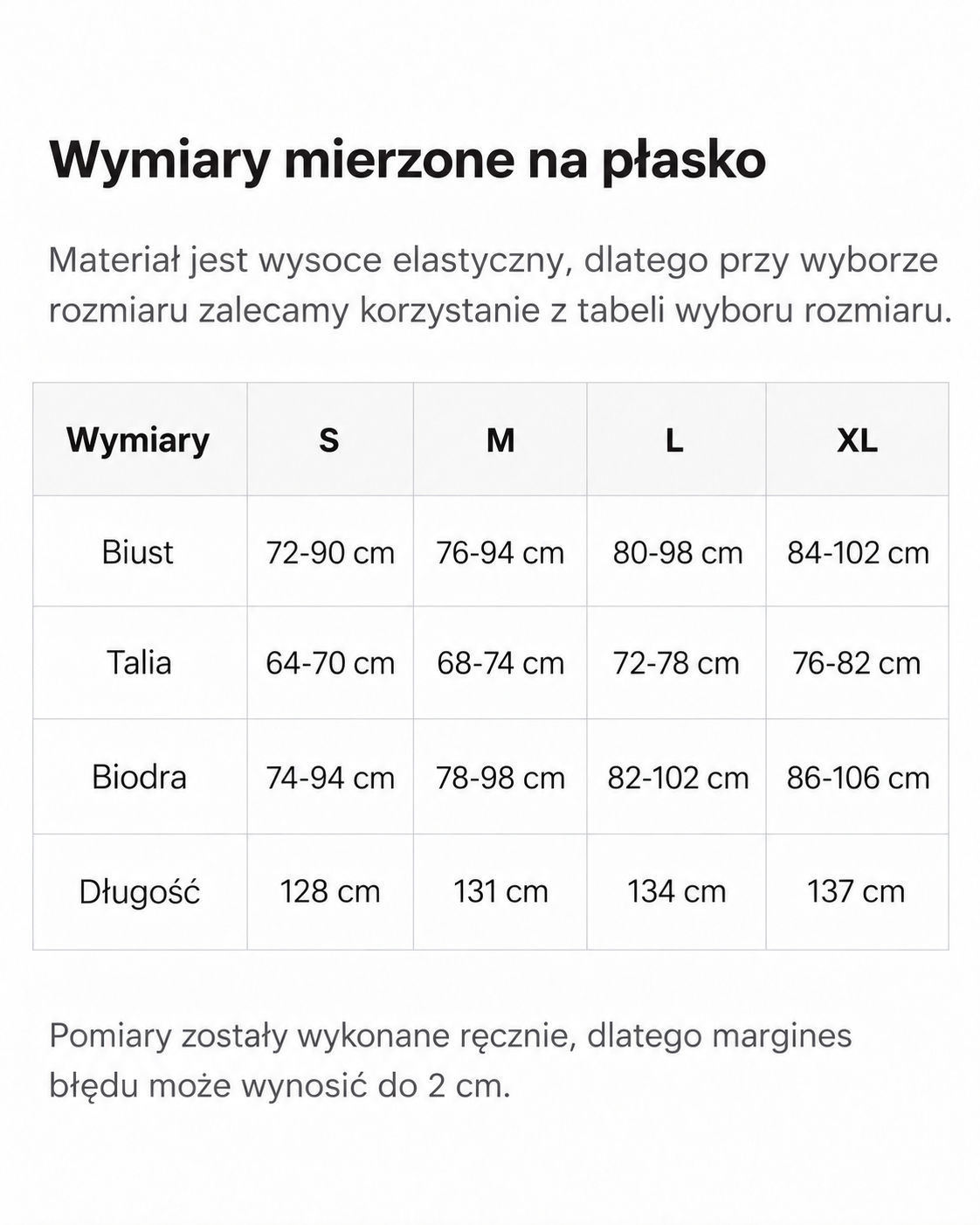 Tabela rozmiarów