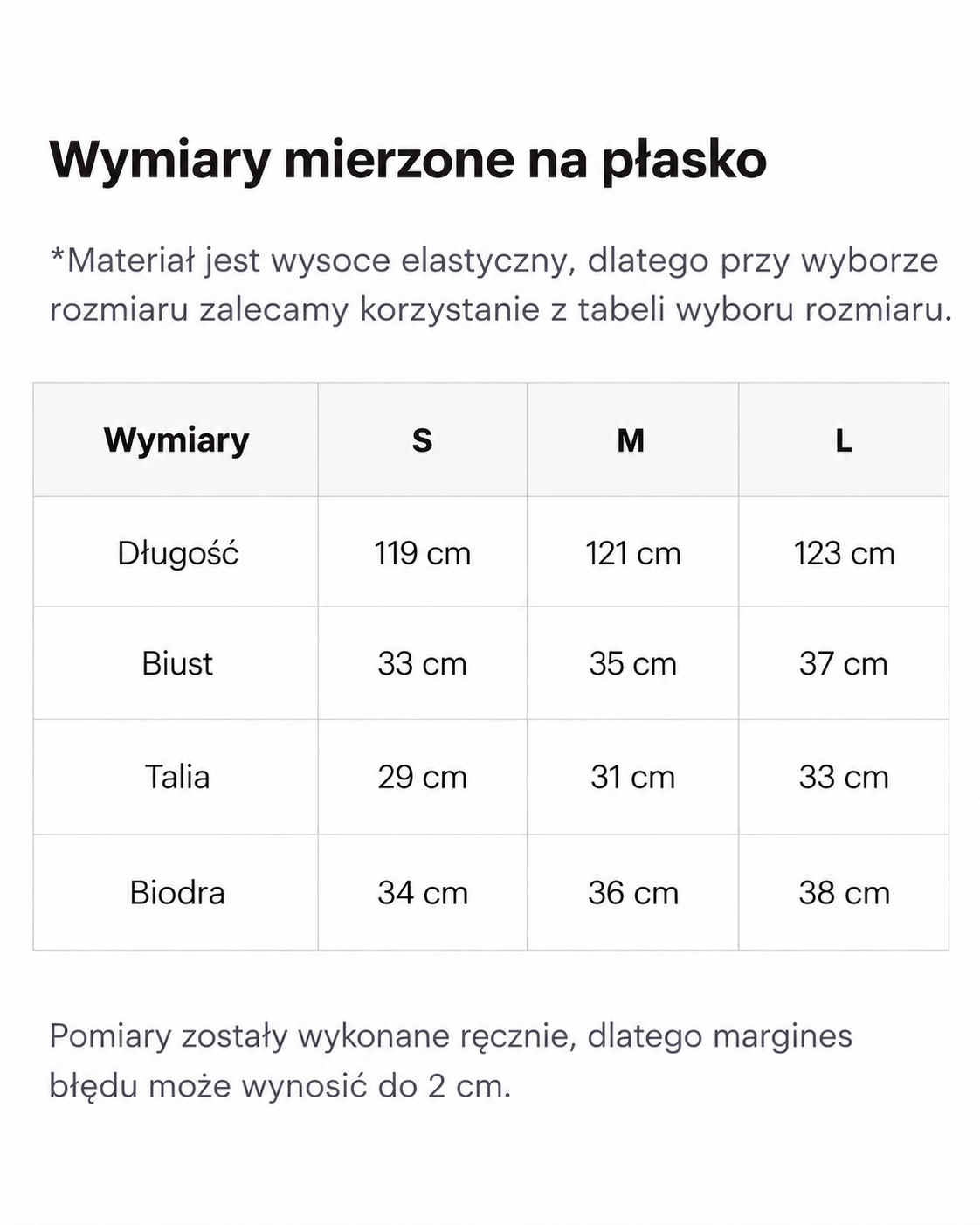 Tabela rozmiarów