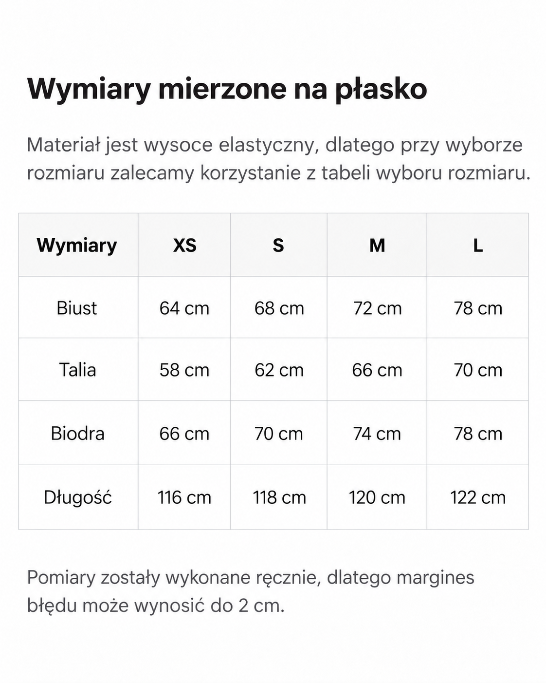 Tabela rozmiarów