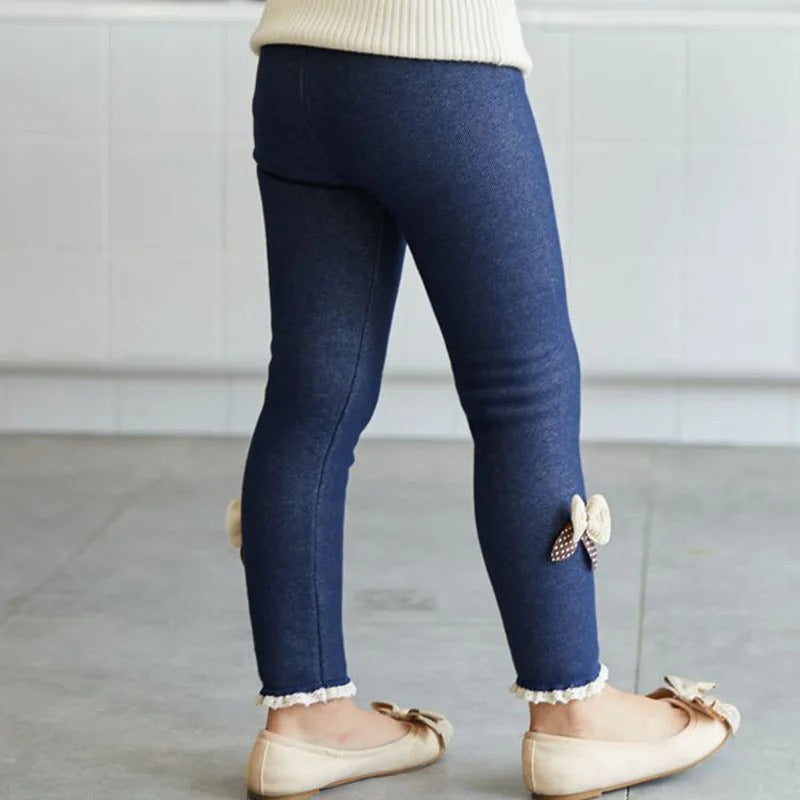 SweetWarm – Ocieplane legginsy dziewczęce z uroczymi kokardkami dla stylowego komfortu