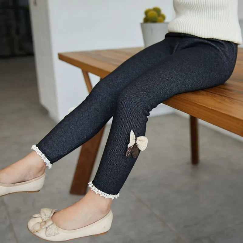 SweetWarm – Ocieplane legginsy dziewczęce z uroczymi kokardkami dla stylowego komfortu