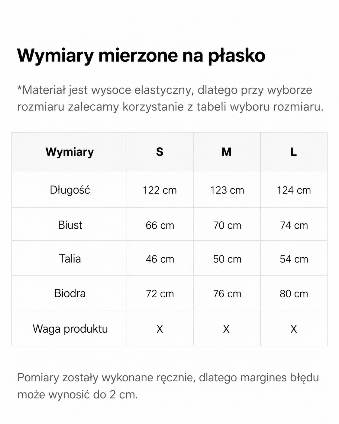 Tabela rozmiarów