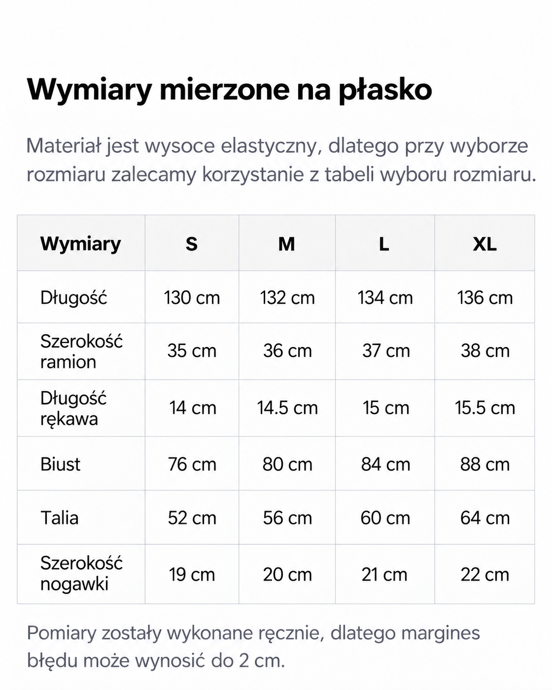 Tabela rozmiarów