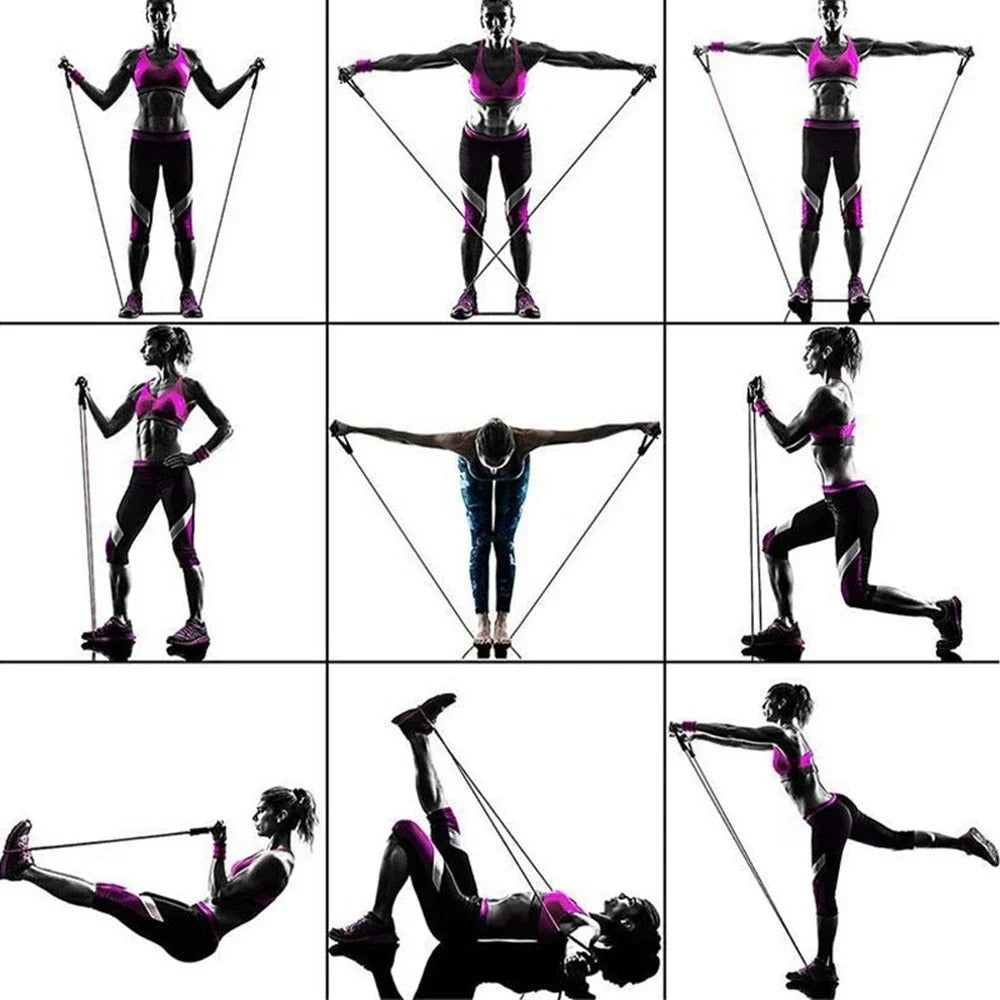 TotalFit+™️Kompleksowy zestaw taśm oporowych z uchwytami i drążkiem do treningu całego ciała