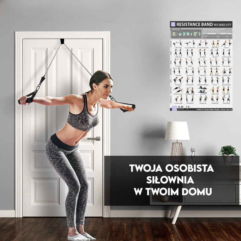 TotalFit 5+™️Kompleksowy zestaw taśm oporowych z uchwytami i drążkiem do treningu całego ciała