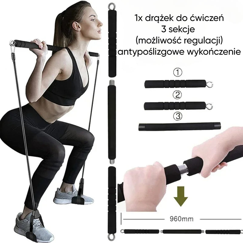 TotalFit+™️Kompleksowy zestaw taśm oporowych z uchwytami i drążkiem do treningu całego ciała
