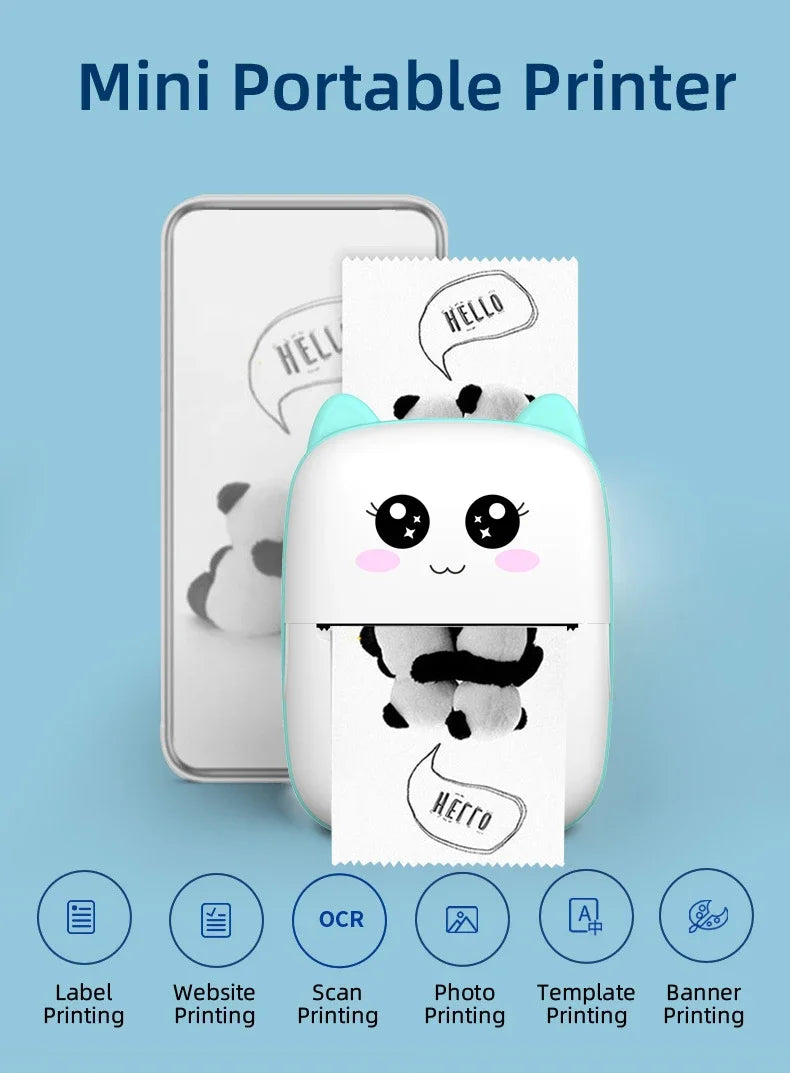 PrintyPlay MeowPrint Mini Printer – Drukarka termiczna Bluetooth do natychmiastowego wydruku w uroczym kocim stylu, idealna dla dzieci i kreatywnej zabawy
