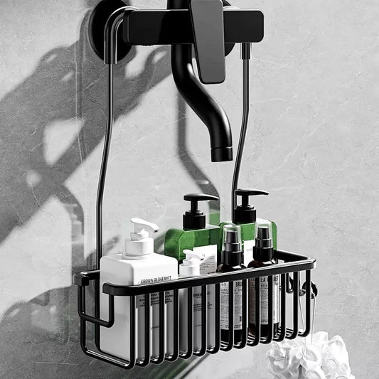 AquaStyle Pro™ Nowoczesna półka na baterię prysznicową z koszykiem na akcesoria łazienkowe