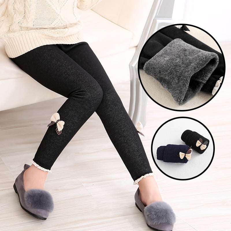 SweetWarm – Ocieplane legginsy dziewczęce z uroczymi kokardkami dla stylowego komfortu