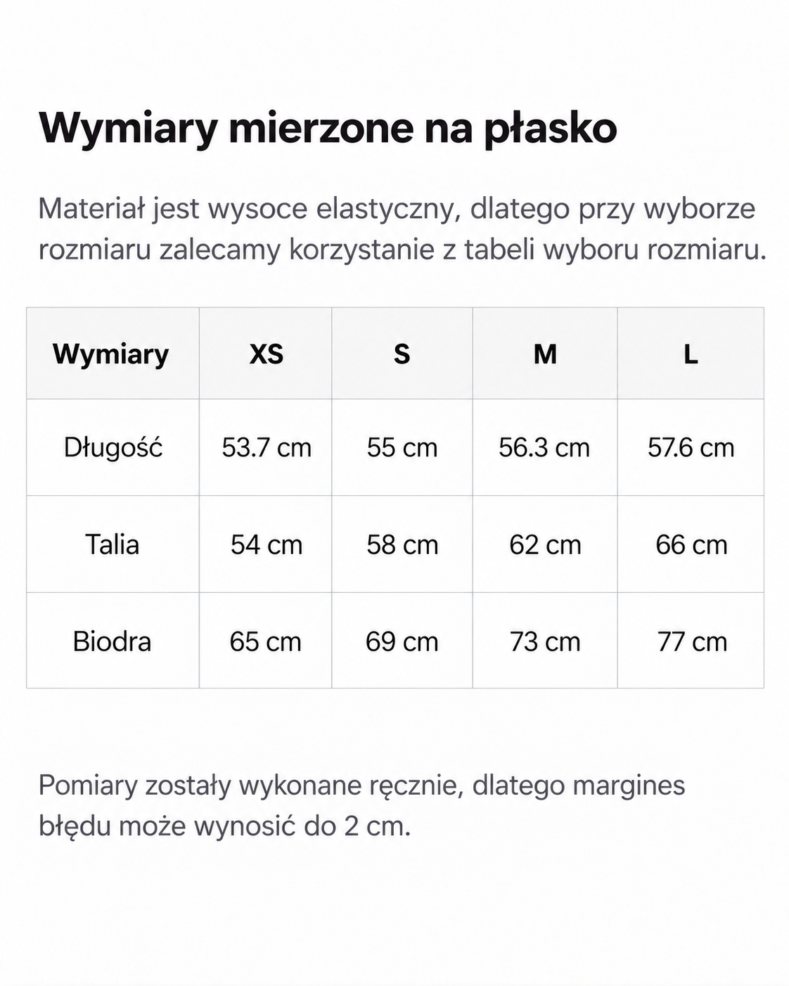 Tabela rozmiarów