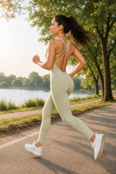 ViveMotion Aura™ Stylowy kombinezon z wycięciem na plecach – idealny do aktywności sportowych i aktywnego stylu życia