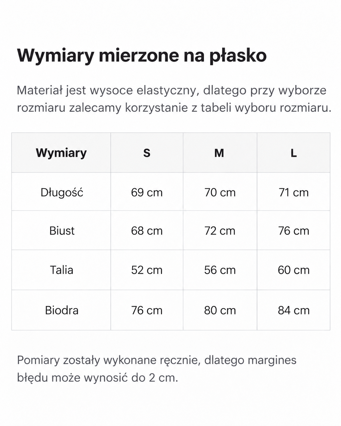 Tabela rozmiarów