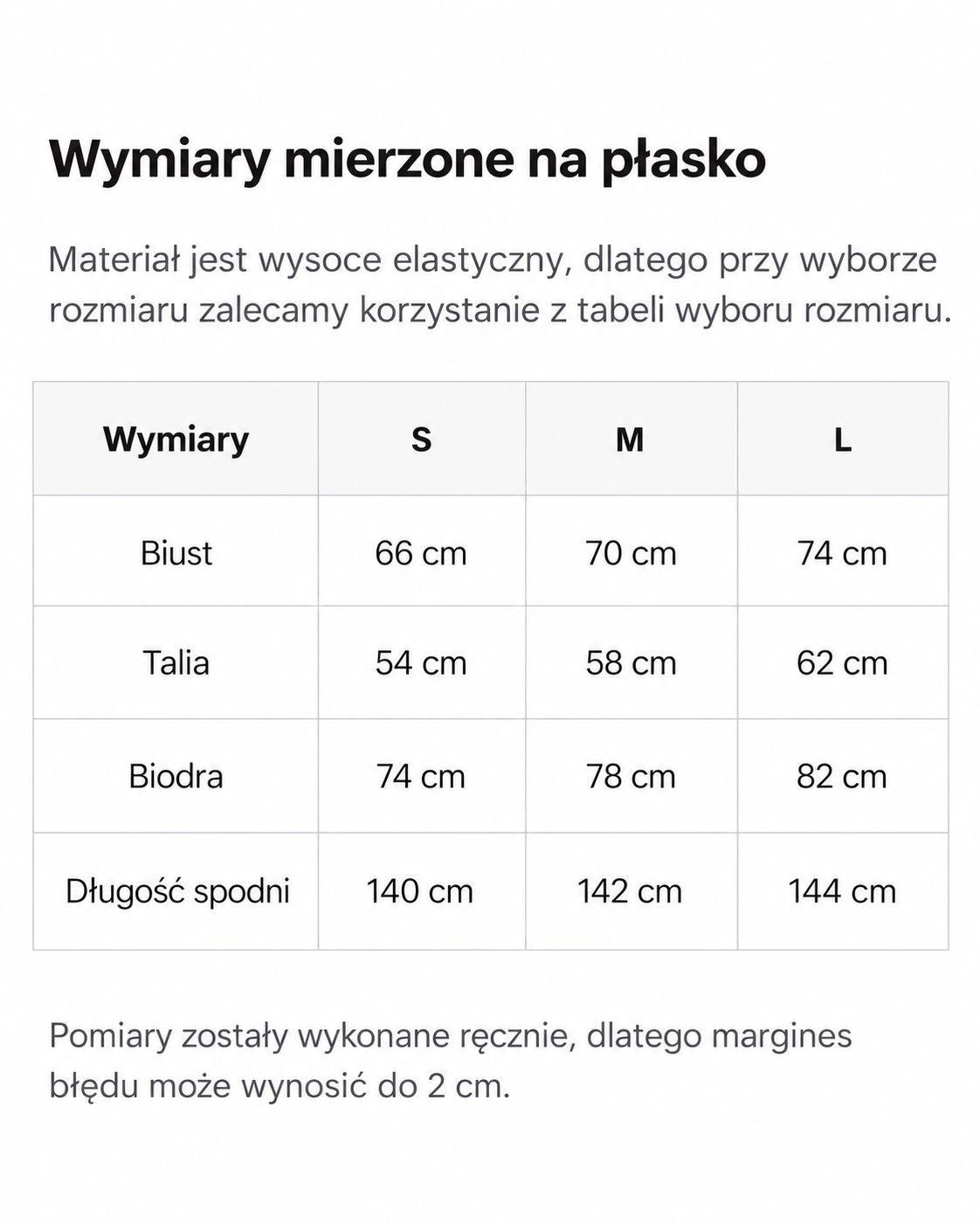 Tabela rozmiarów