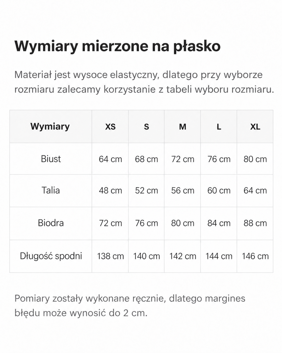 Tabela rozmiarów