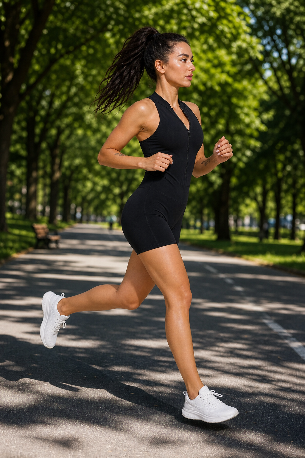 Krótki kombinezon sportowy Kilimili ViveMotion Flow Short, kolor czarny.