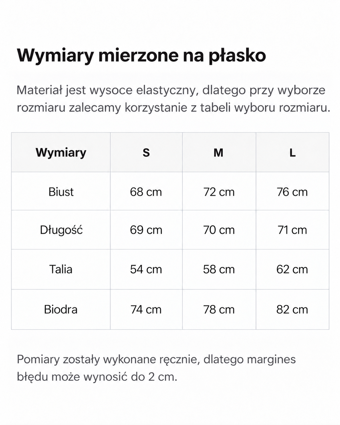 Tabela rozmiarów