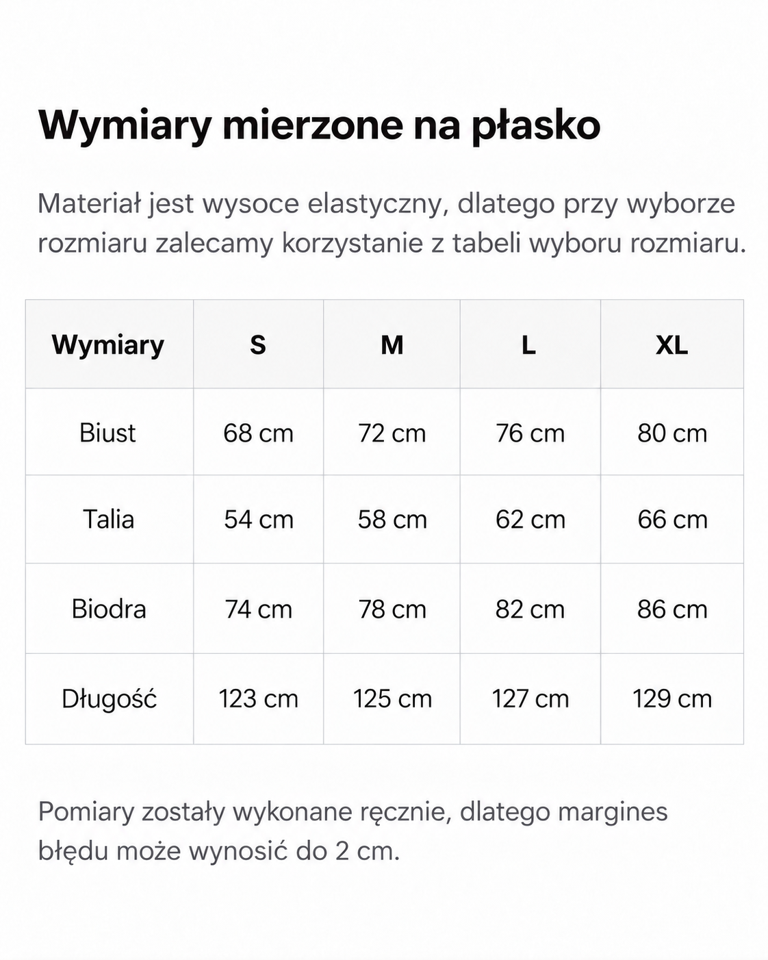 Tabela rozmiarów