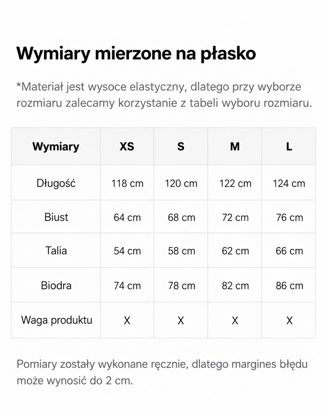 Tabela rozmiarów